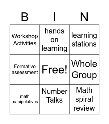 Math Workshop Model Bingo Card