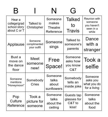 C&T Wedding Bingo Card