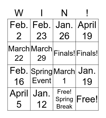 AmeriBar Bingo! Bingo Card