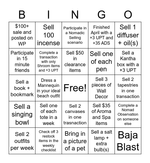 May Bingo Card