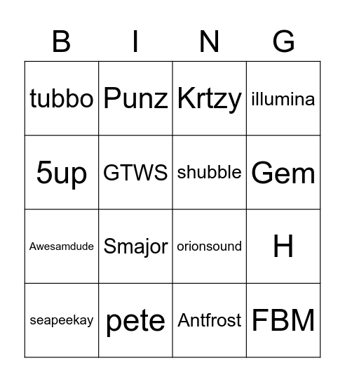 Untitled Bingo Card