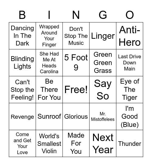 Music Bingo: For The Kids Bingo Card