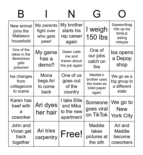 Summer Bingo Card