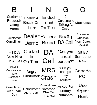 Toyota Bingo Card