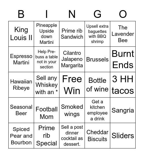 Server Bingo Card