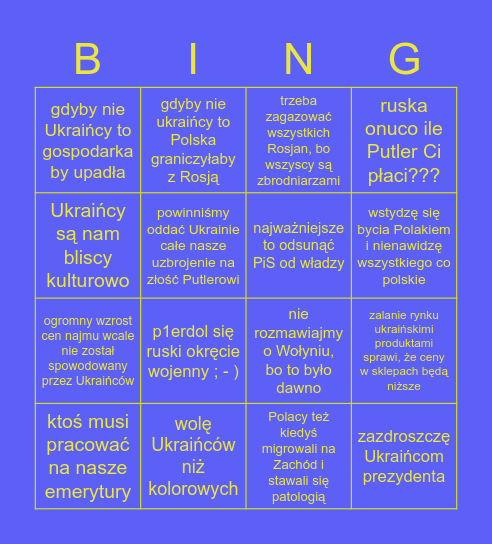 Bingo fajnopolaka Bingo Card