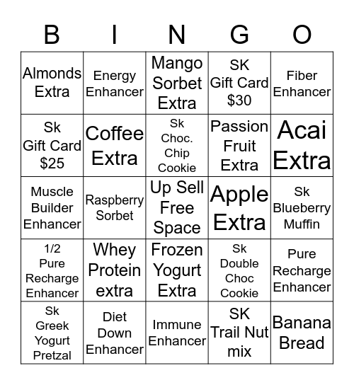 Smoothie King $5 Bingo (3) Bingo Card