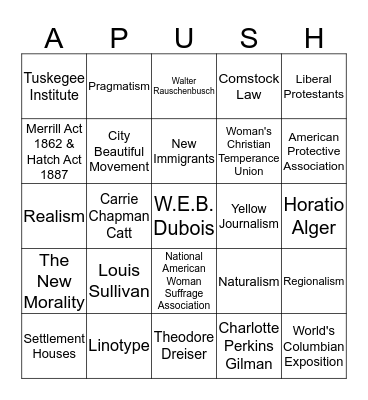 Ch. 25 America Moves to the City Bingo Card