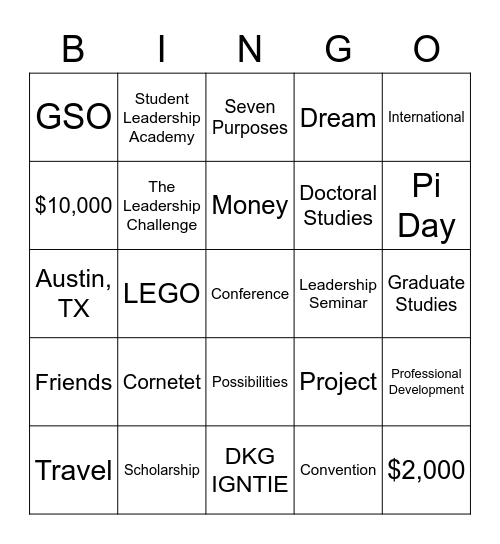 DKG Opportunities Bingo Card