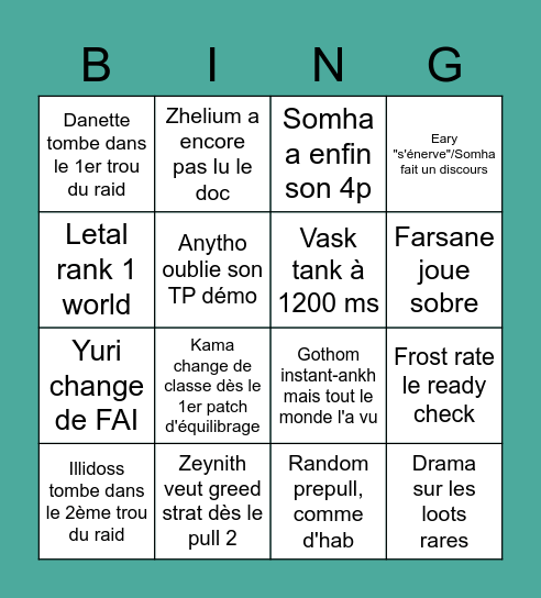 La Jet Set Raid part en raid - le retour Bingo Card