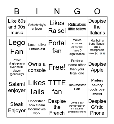 James Bingo Card