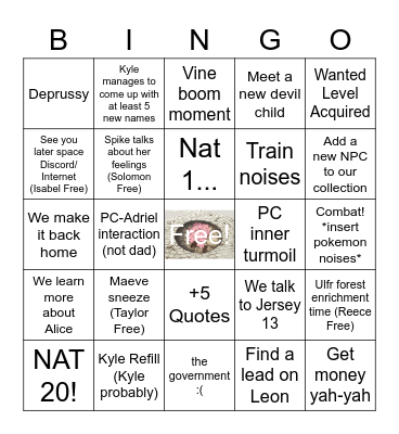 Session 22: Teat Time Bingo Card