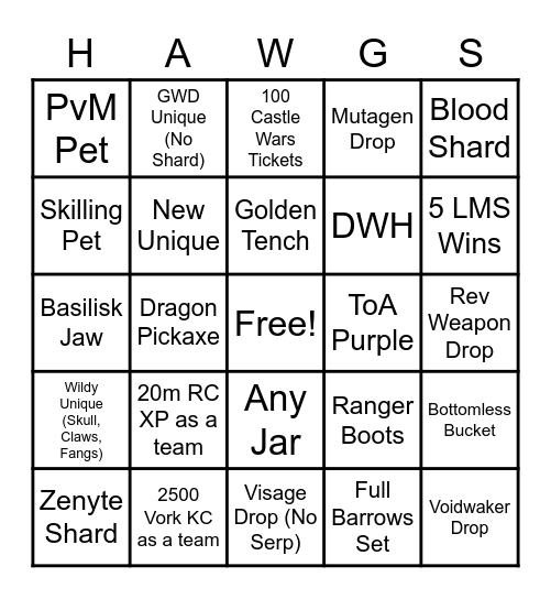 Hawg Wild Bingo v2 Bingo Card