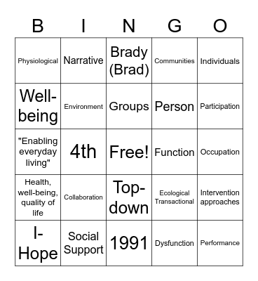 PEOP Bingo! Bingo Card