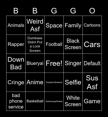 BBG LOCK SCREEN Bingo Card