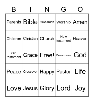Family Sunday Bingo Card