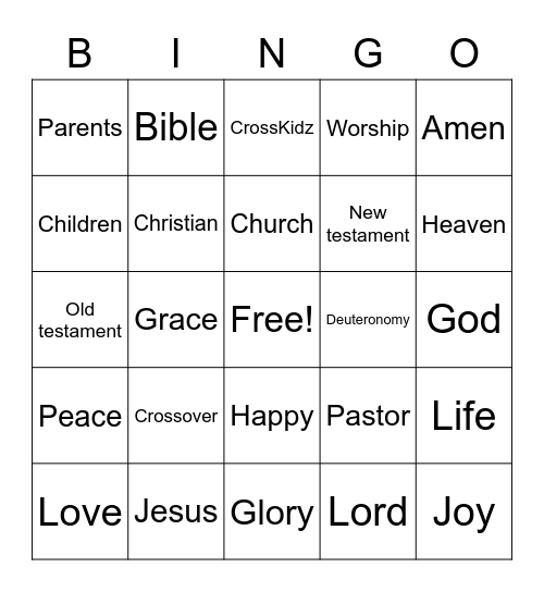 Family Sunday Bingo Card