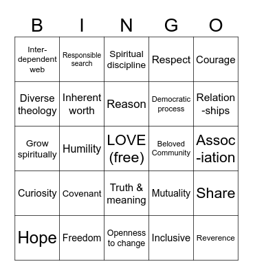 UU Heritage Bingo Card
