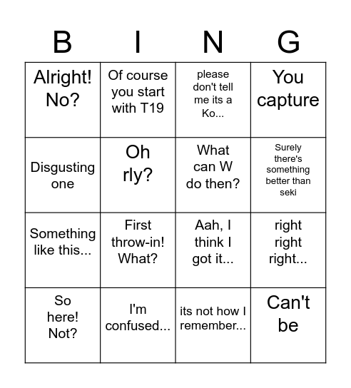 God Ave Bingo Card