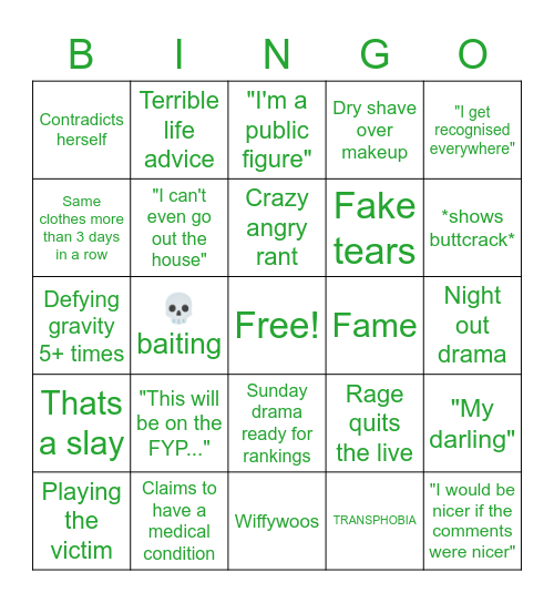Elphaba Bingo Card