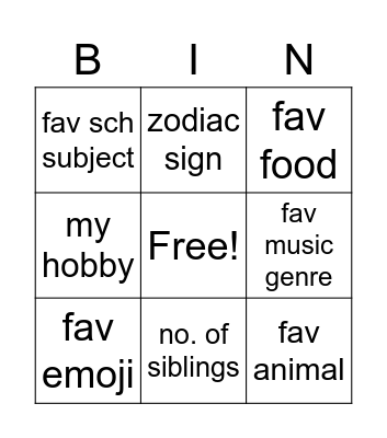 Untitled Bingo Card