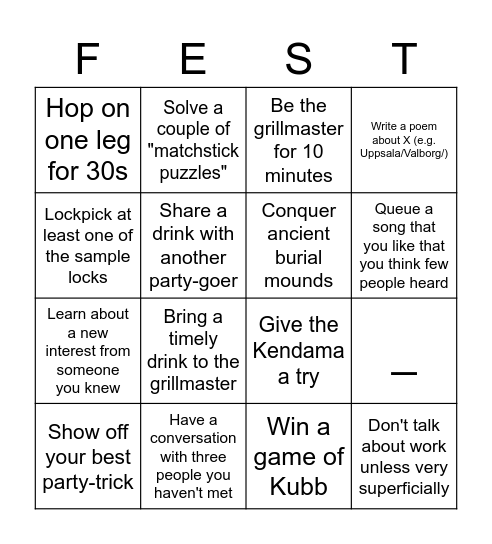 Valborg 2023 Bingo Card