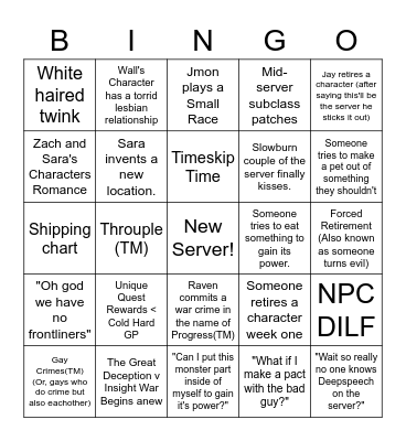 Stewards of a Dream Bingo Card