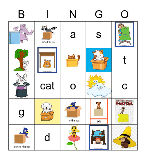 Prepositions of place - easy level Bingo Card