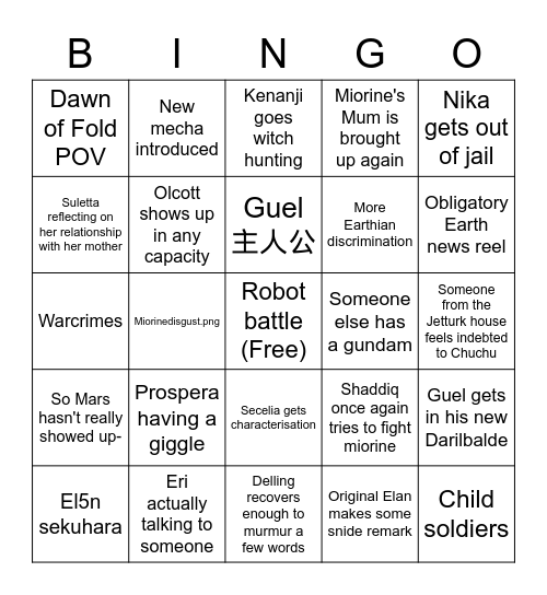 Gwitch Episode 17 Bingo Card