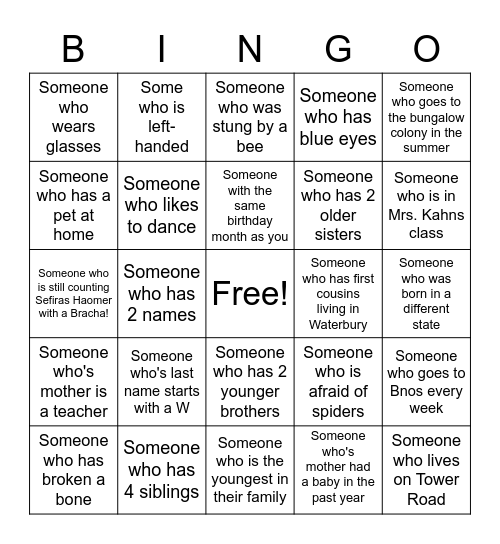 Human Bingo Card