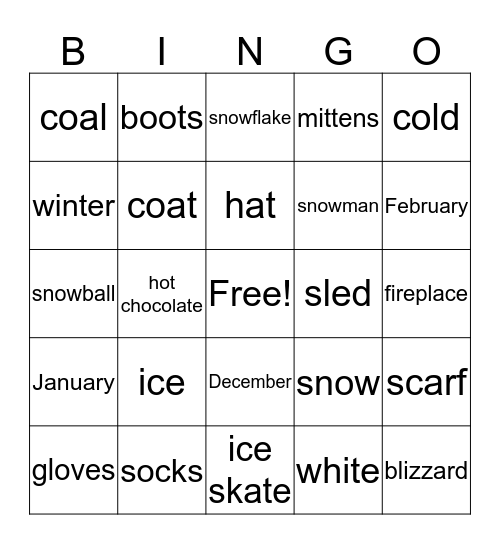 Winter Days Bingo Card