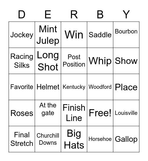 Derby Bingo Card
