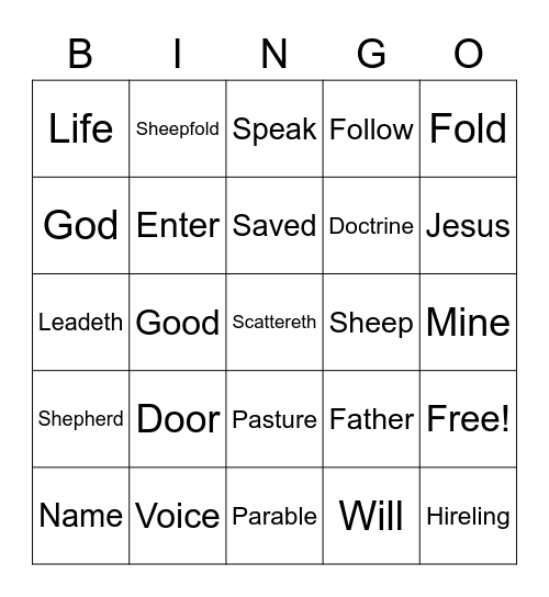 The Good Shepherd Bingo Card