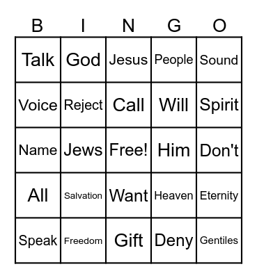 Romans 10: Sermon Bingo Card