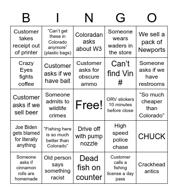 Fly Store Bingo Card