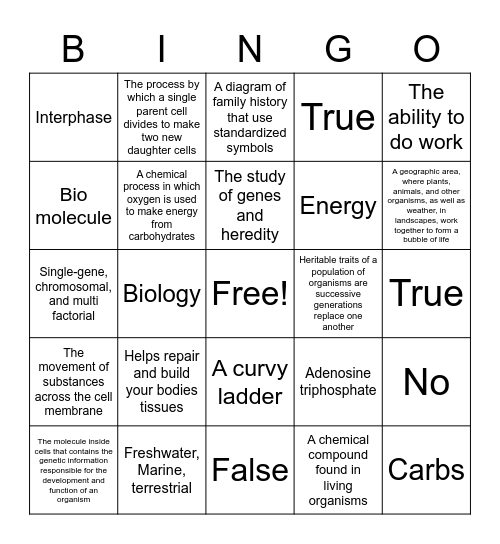 Evolution Biology Bingo Card