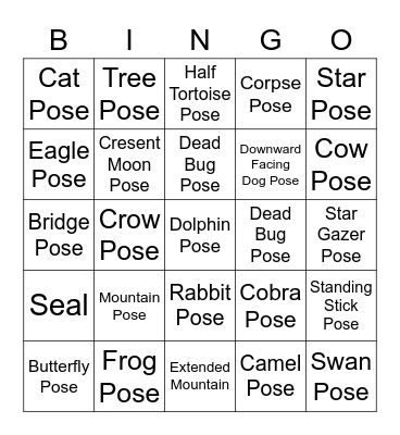 Yoga in Nature Bingo Card