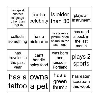Find someone who.... Bingo Card