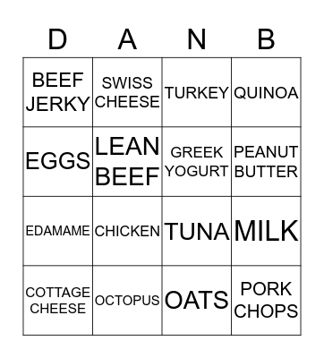 PROTEIN RICH FOODS Bingo Card