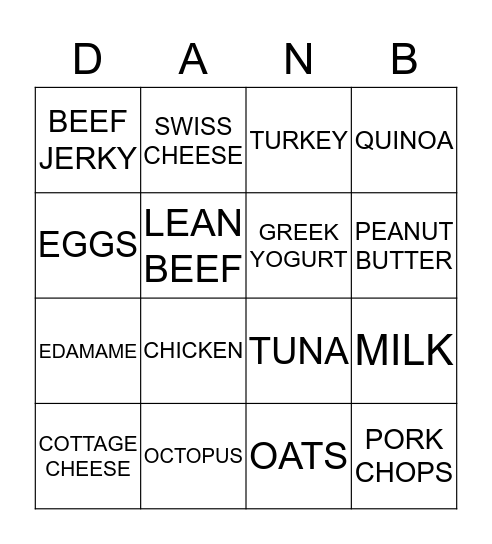 PROTEIN RICH FOODS Bingo Card