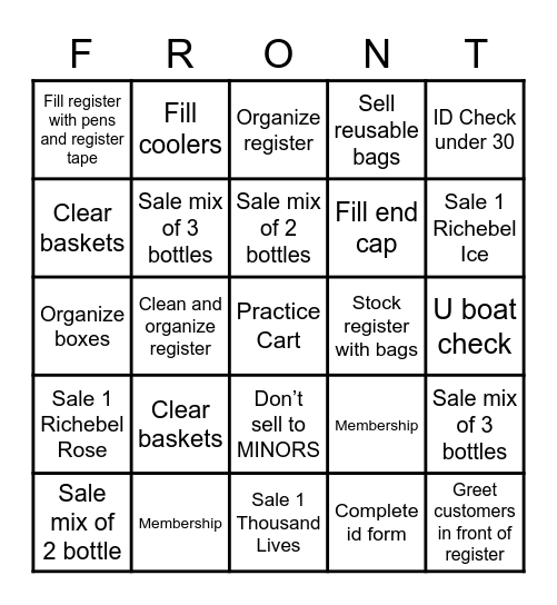 Front End Bingo Card