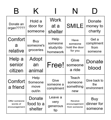 Pro-Social Bingo Card