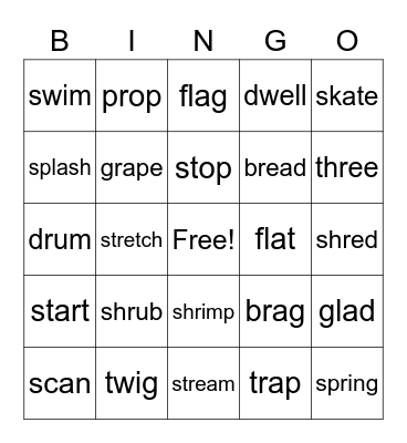 Blends Bingo Card