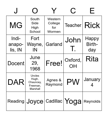 Happy Birthday! Bingo Card