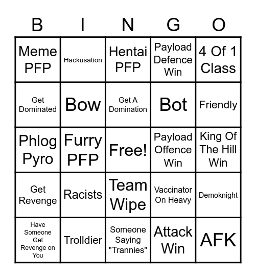 TF2 Bingo Card