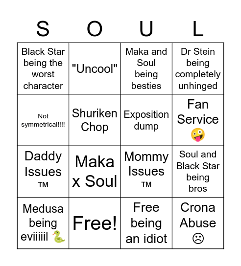 Soul Eater Bingo Card