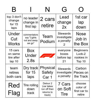 AZERBAIJAN GP 2023 Bingo Card