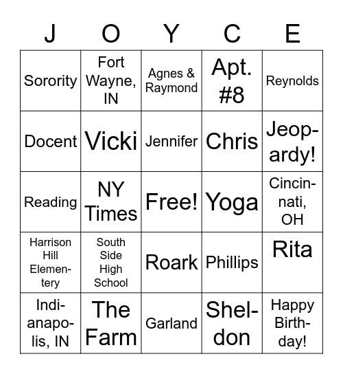 Happy Birthday! Bingo Card