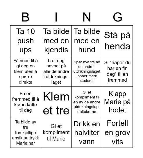 Utdrikningslag Bingo Card