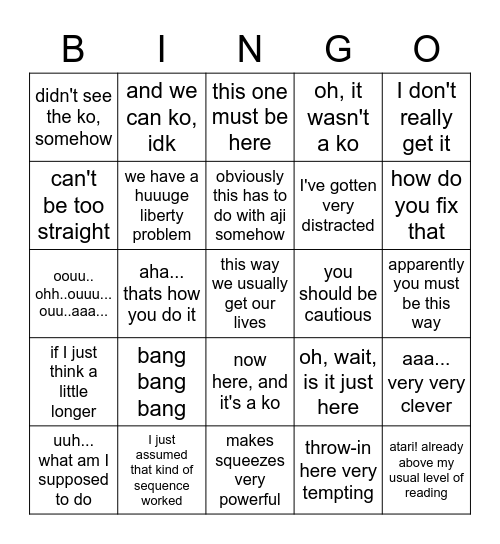 telegrafy tsumego Bingo Card